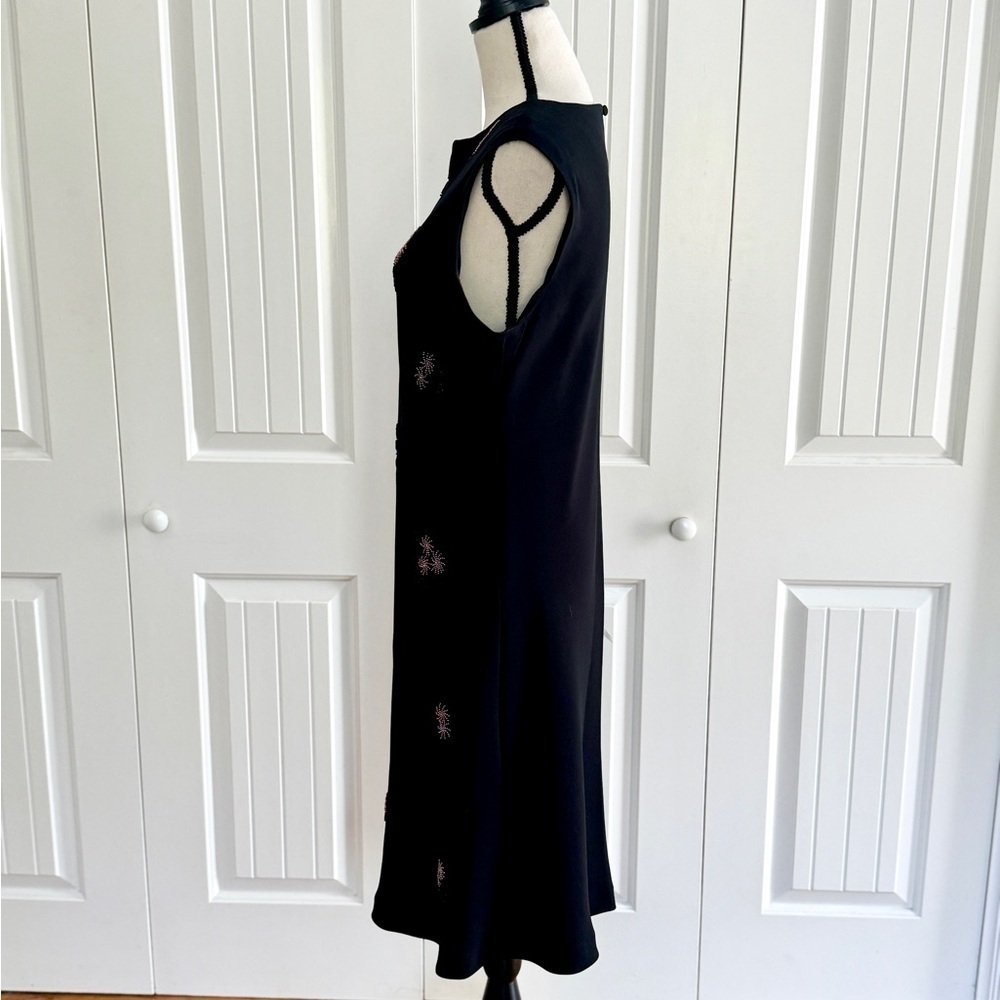 EVAN PICONE Black Floral Beaded Sheath Dress 14 Cocktail Wedding Guest - Picture 5 of 15